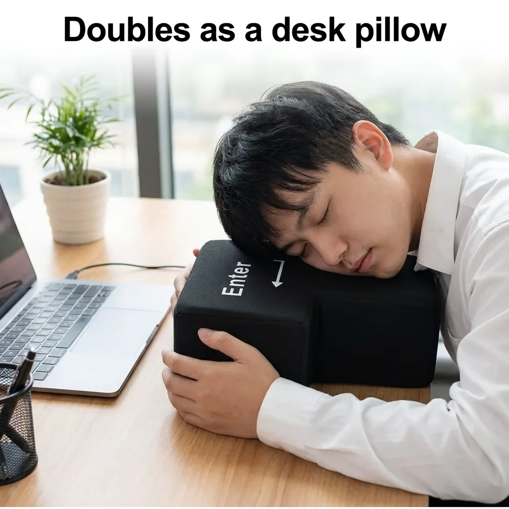 Person napping on it at the desk (pillow use)